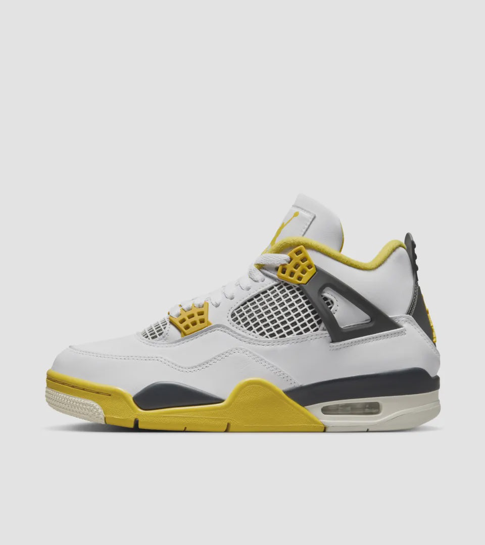 Vivid Sulfur Jordan 4 Retro Women's sneakers in white and yellow colorway