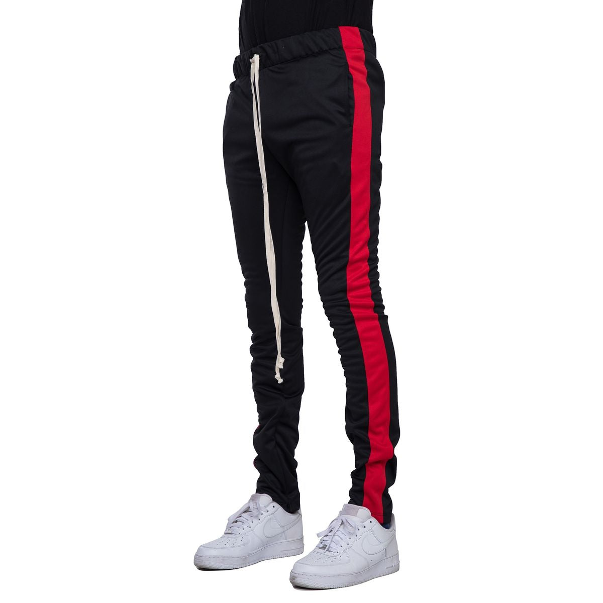 Versatile EPTM Black Track Pants w/Red Stripe (EP7712) suitable for casual or athletic wear