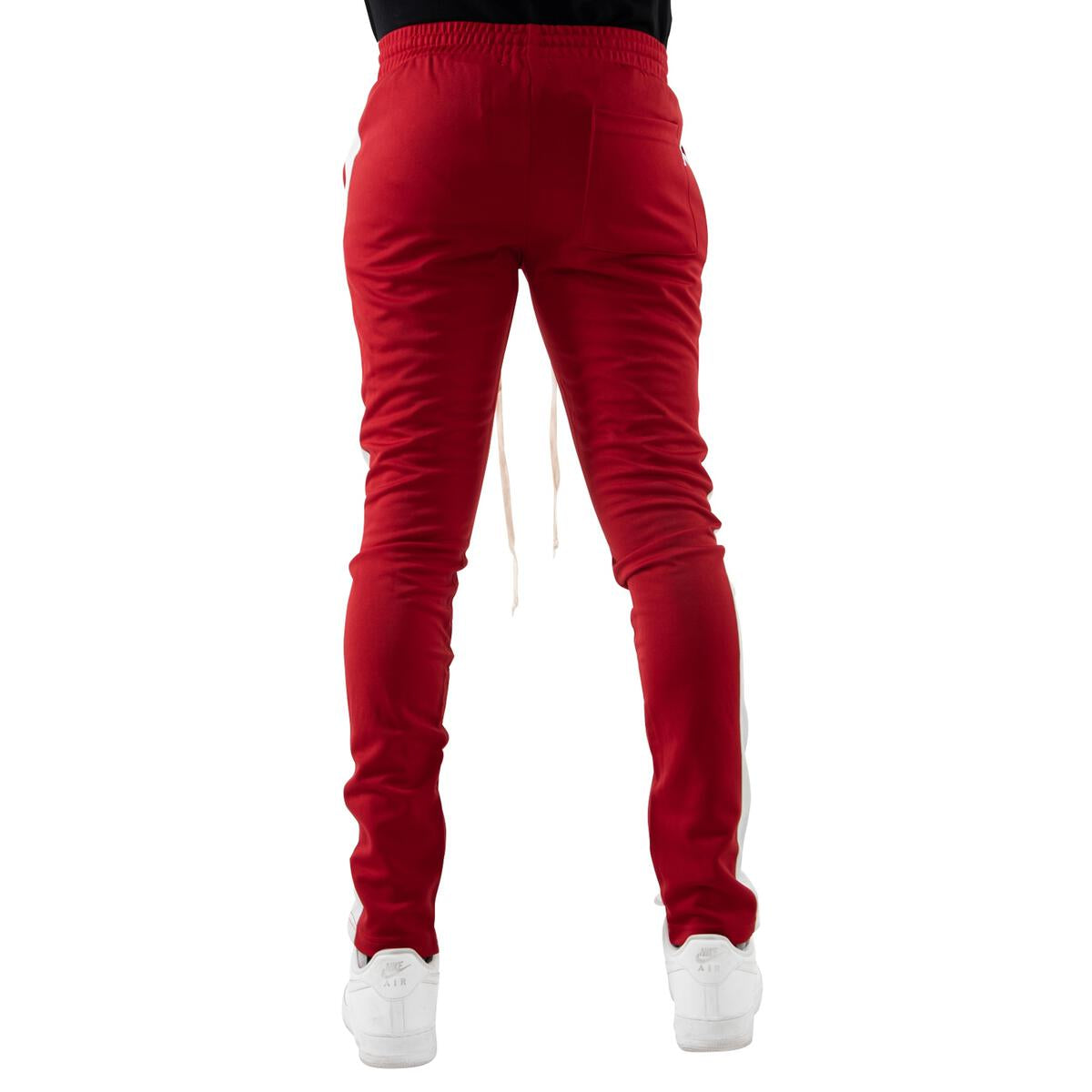 White track pants deals with red stripe