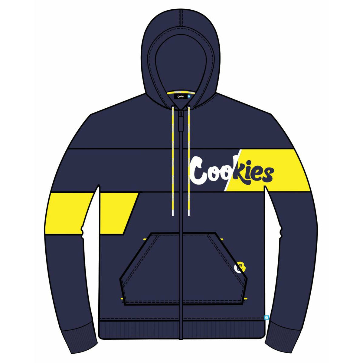 Cookies Changing Lanes Chest Logo Zip Navy Hoodie Fresh Society