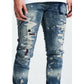 Stylish and trendy Embellish Barker Ripped Blue Denim for a cool casual look
