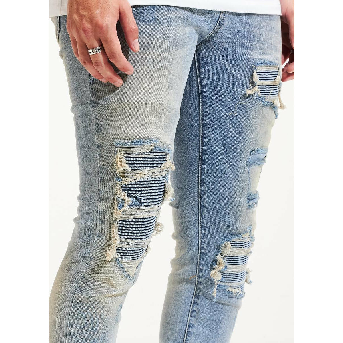 Embellish Jason Rip & Repair Light Blue Wash Denim Jeans (EMBSP122-116)
