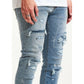 Crysp Denim Blue Arctic Jeans featuring Unique Tear Accents