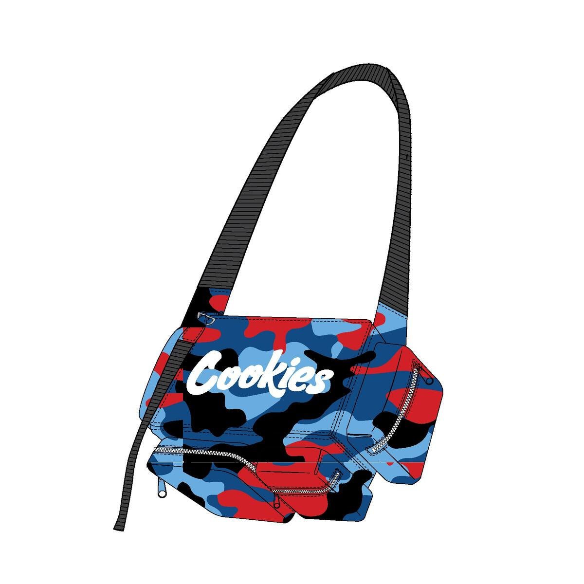 Cookies Militant Multi Pocket Blue Camo Shoulder Bag