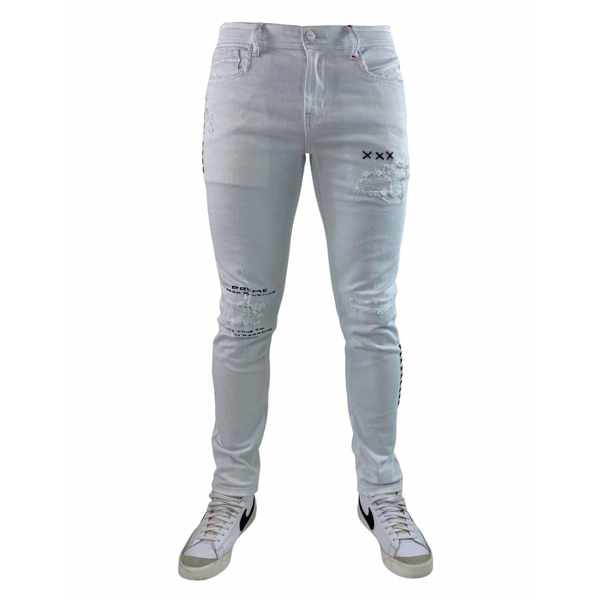 PREME White Denim Ripped SS Jeans (PR-WB-907)