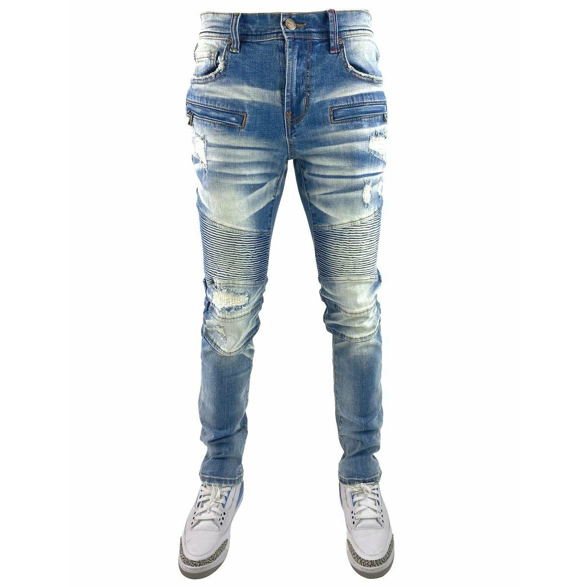 Preme Indigo Blue Biker Denim Jeans (PR-WB-721)