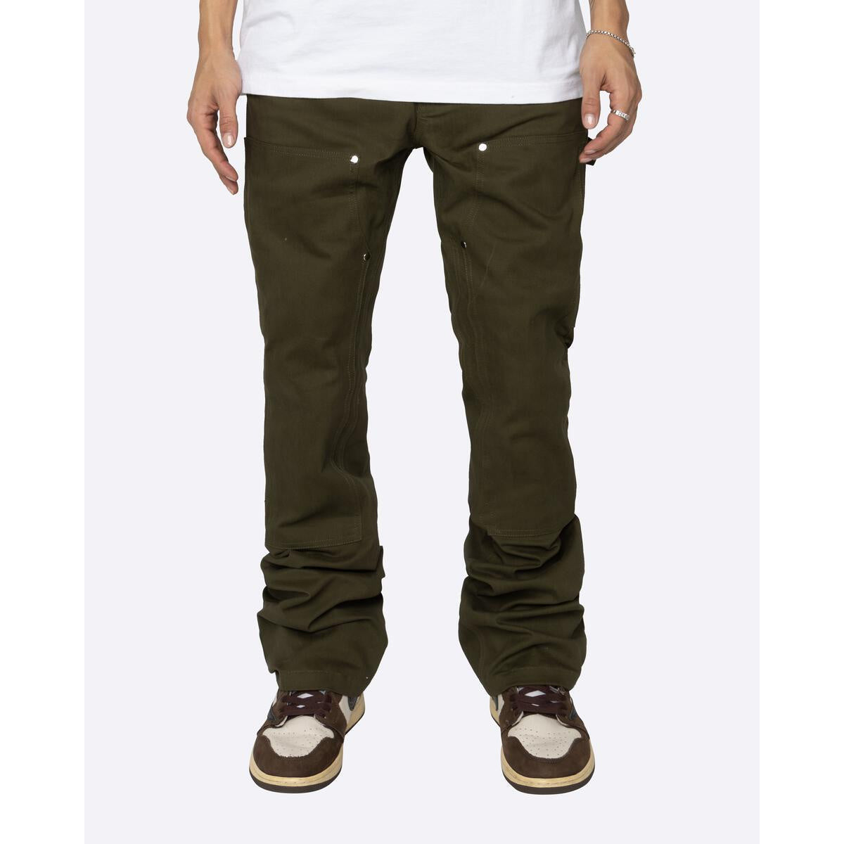 EPTM Olive NU Carpenter Pants (EP10286) front view with side pockets and adjustable waistband