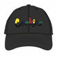 Black mesh dad hat with Cookies Catamaran logo embroidered in white