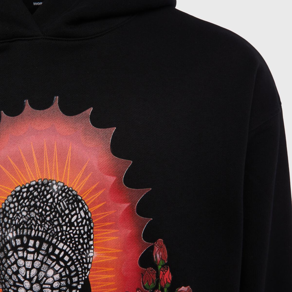 Black Homme + Femme 'Pray For Ye' hoodie featuring bold graphic print