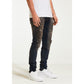 Crysp Denim Atlantic Black Wash Ripped Jeans, front view showing distressed detailing and classic 5-pocket styling