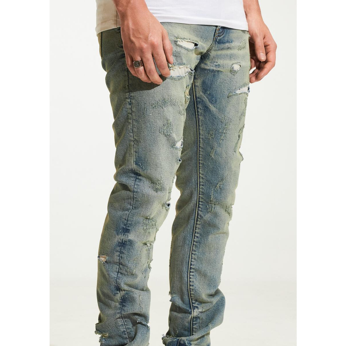 Crysp Denim Atlantic Blue Wash Ripped Jeans (CRYH22-215)