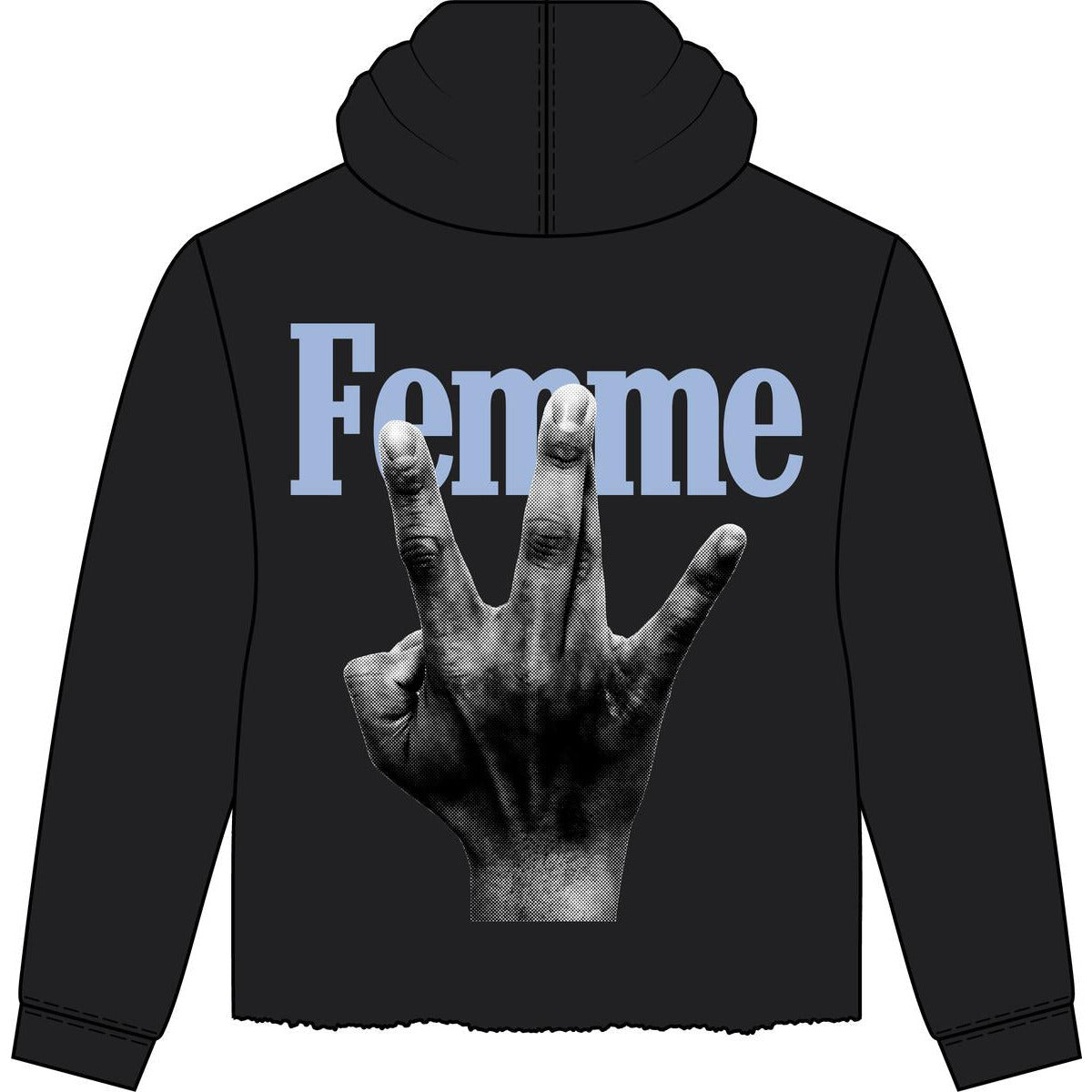 Homme + Femme Twisted Fingers Black Hoodie - Green/Blue – Fresh Society