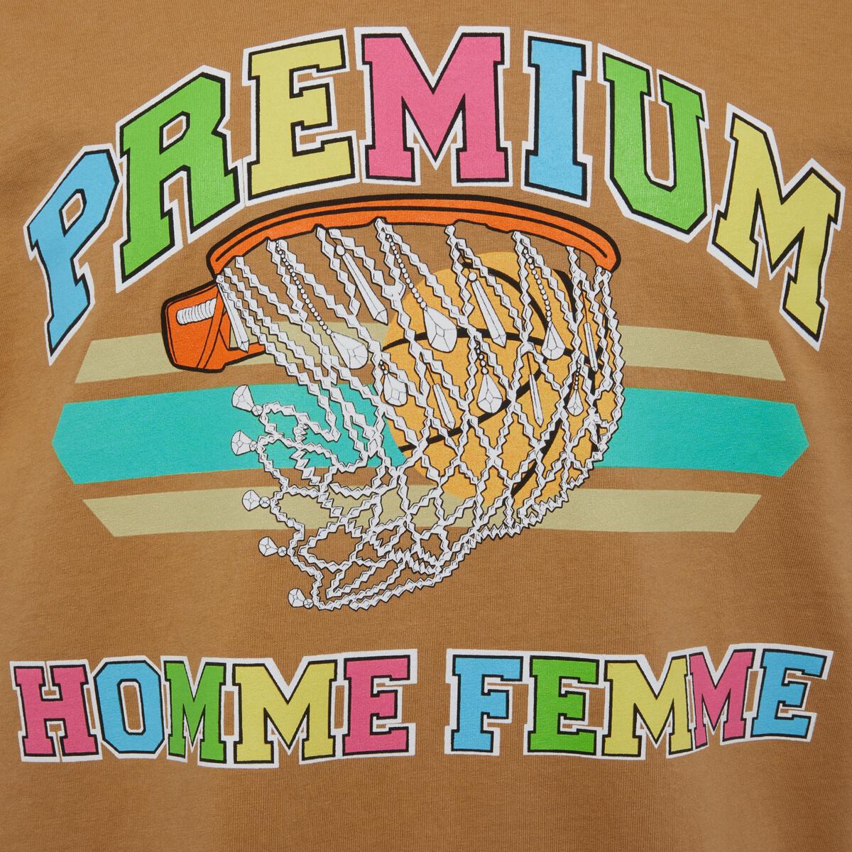 Homme + Femme "Basketball" Brown Tee (HFSS2022124-2)