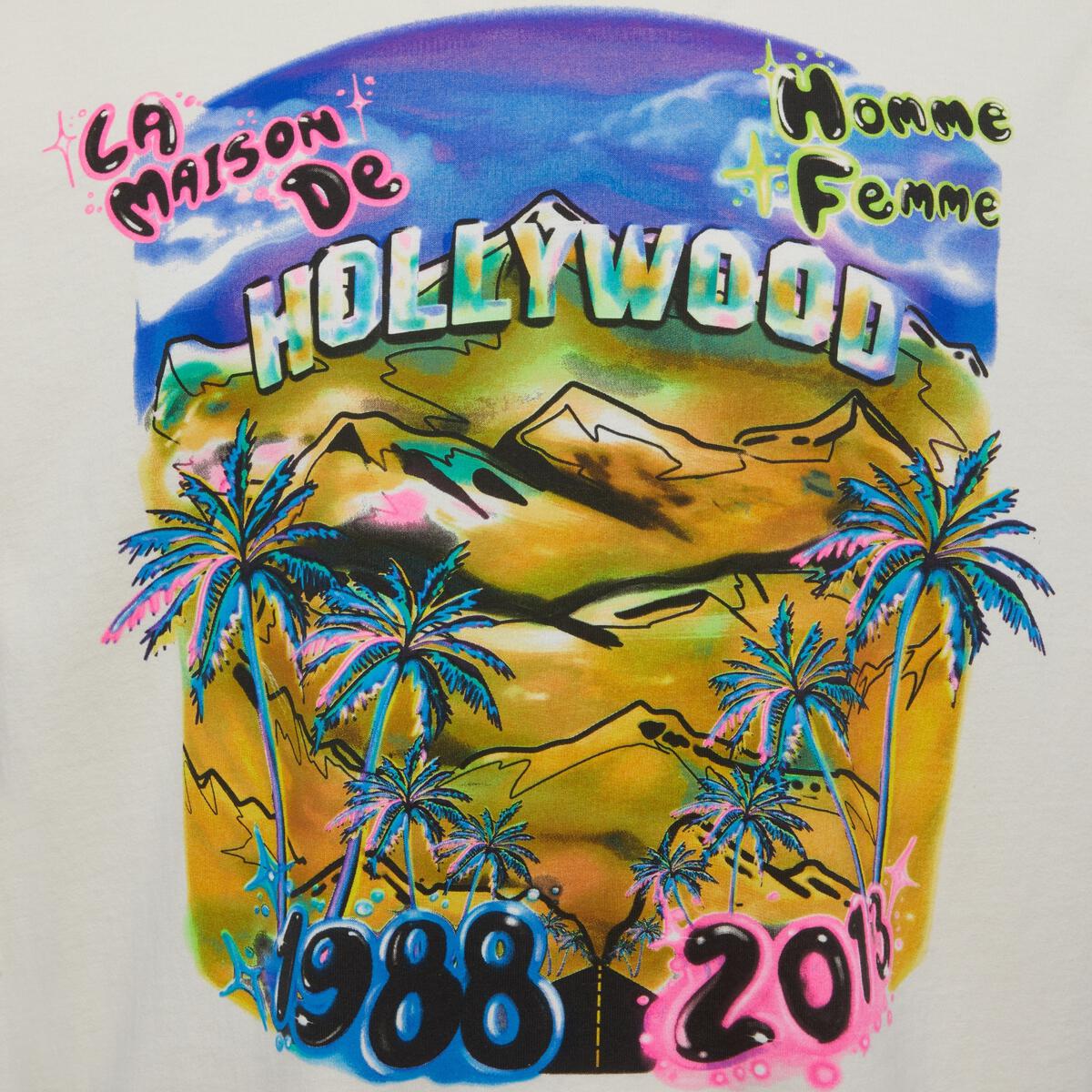 Homme + Femme "Hollywood" Cream Graphic Tee(HFSS202267-3)