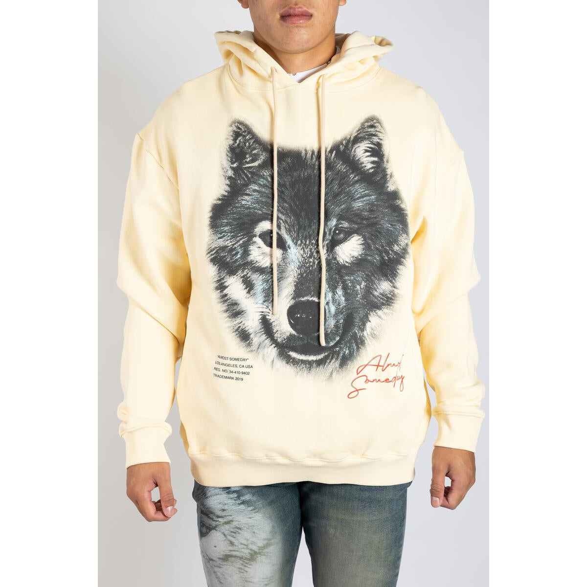Almost Someday "Lone Wolf" Vintage White Hoodie
