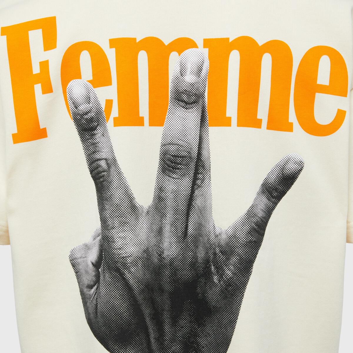 Homme + Femme "Twisted Fingers" Off-White Tee - Blue/Orange
