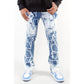 COOPER 9 Denim Bleach 506 Border Patch Stack Jeans with distressed details and frayed hems