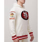 Close-up of the Pro Standard San Francisco 49ers Retro Classic FLC Pro Hoodie fabric texture