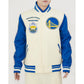 Pro Standard Golden State Warriors Retro Classic Varsity Jacket - Eggshell/Royal Blue (BGW655976-ERB)