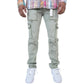 PREME Sage Ripped Cargo Denim Jeans (PR-WB-1285) featured in light blue wash with distressed detailing and multiple cargo pockets 