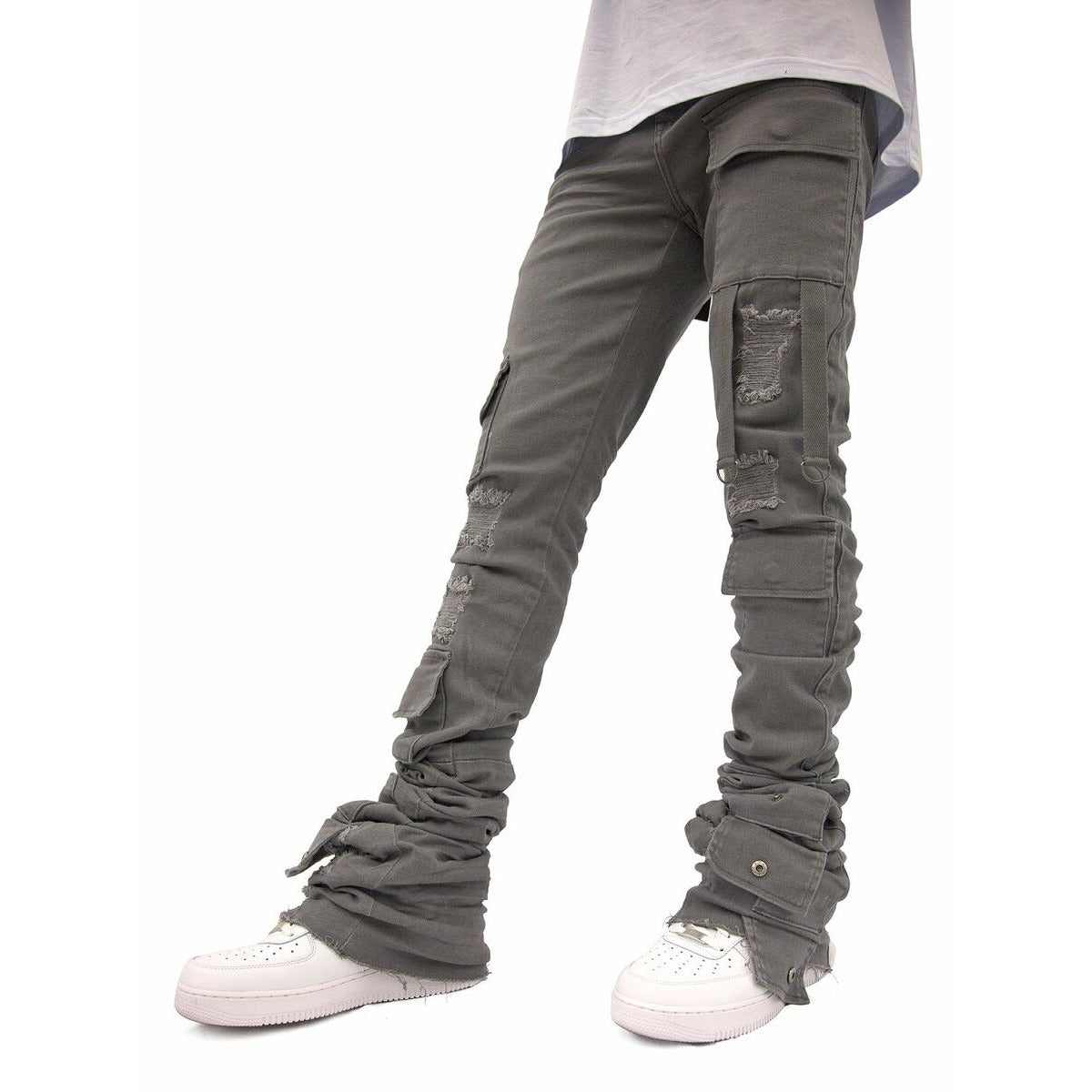 Si Tu Veux Grey Gunna Super-Stacked Jeans – Fresh Society