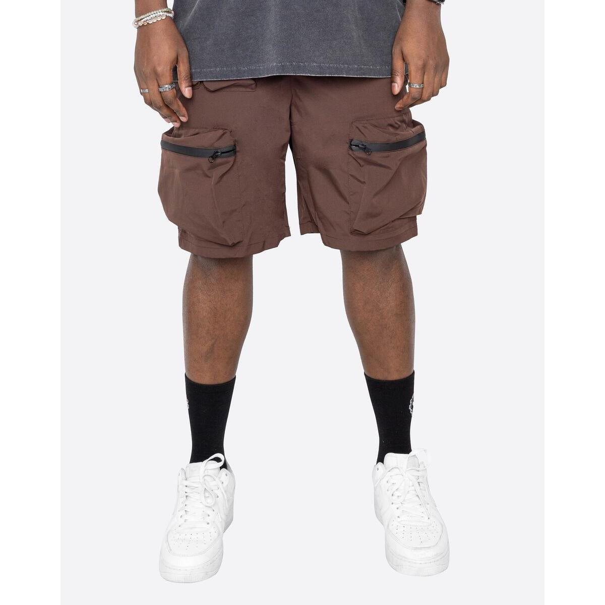 EPTM Combat Shorts in Brown with Cargo Pockets and Drawstring Waist