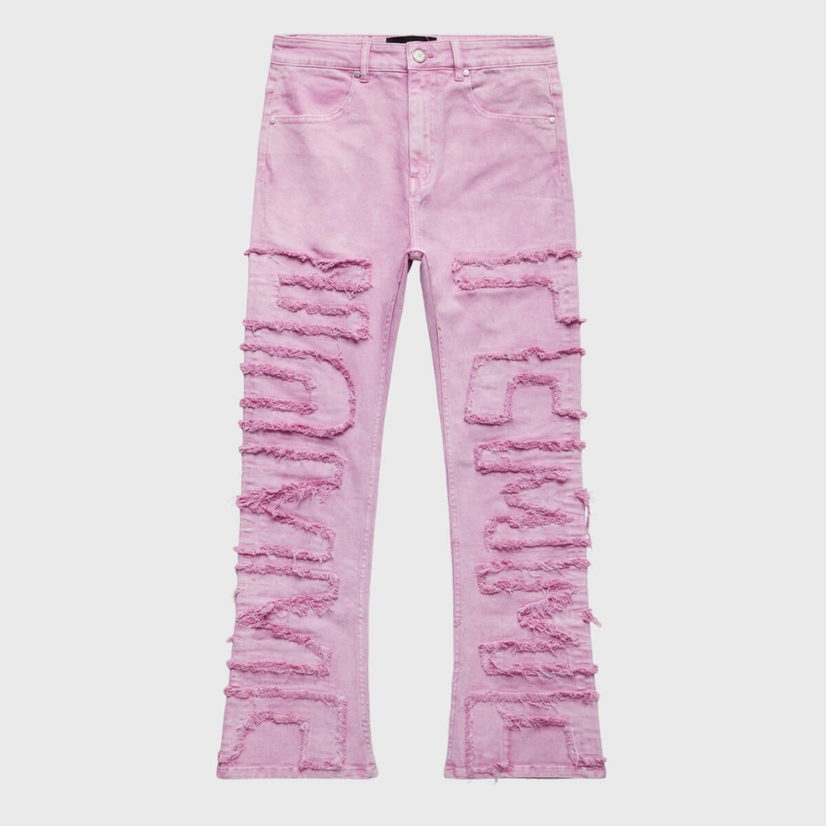Front view of Homme + Femme Twilight Pink Denim Jeans on male model