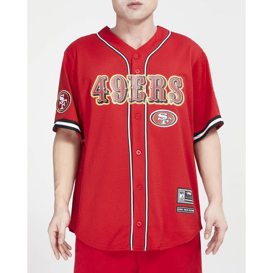 Pro Standard San Francisco 49ers Classic Mesh Button Up Jersey - Red/Black (FS41410077-RBK)