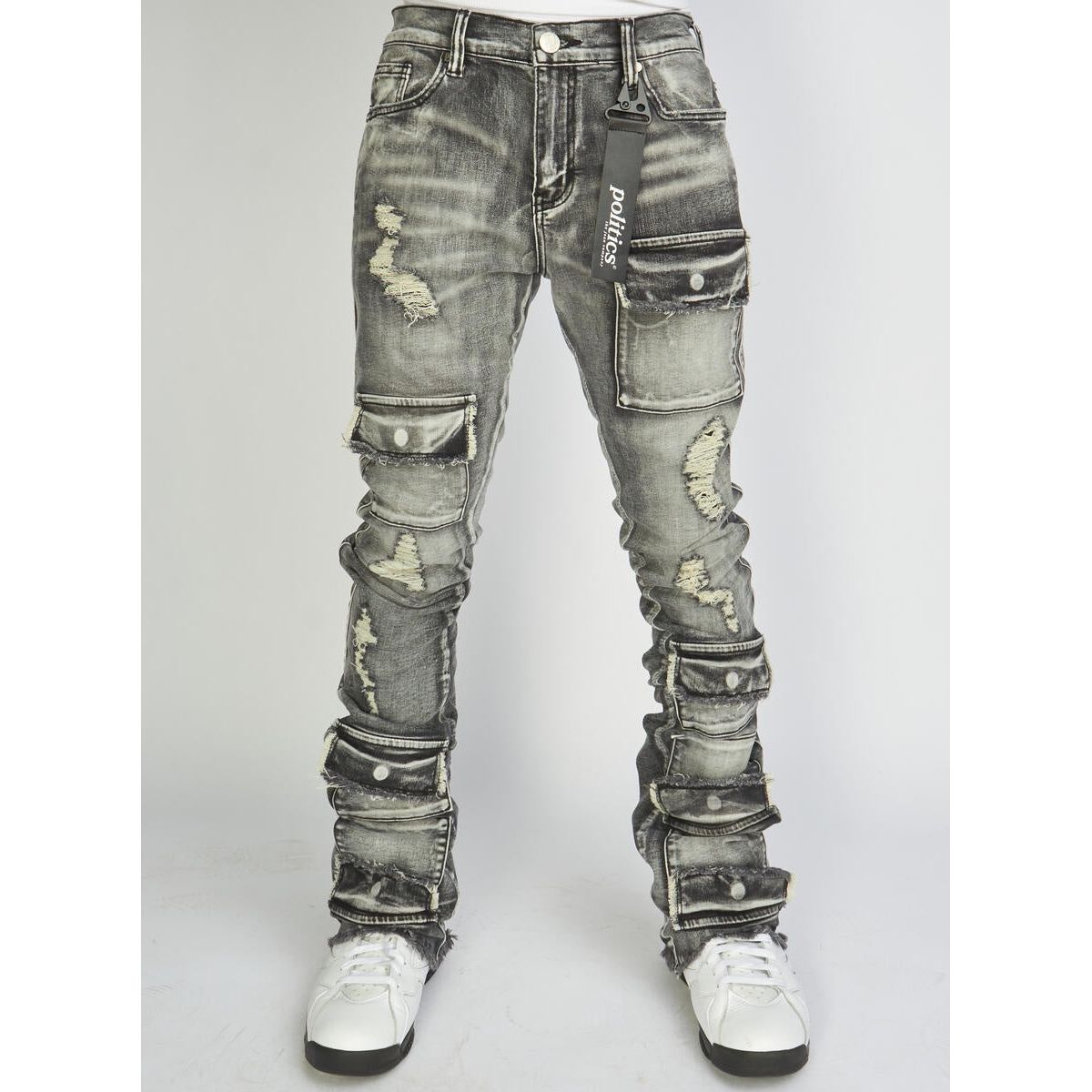 PLTKS Dark Grey Washing Super Stacked Cargo (Marcel514) – Fresh Society