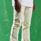 Embellish Ursus Cream Denim Jeans with distressed detailing and frayed hem