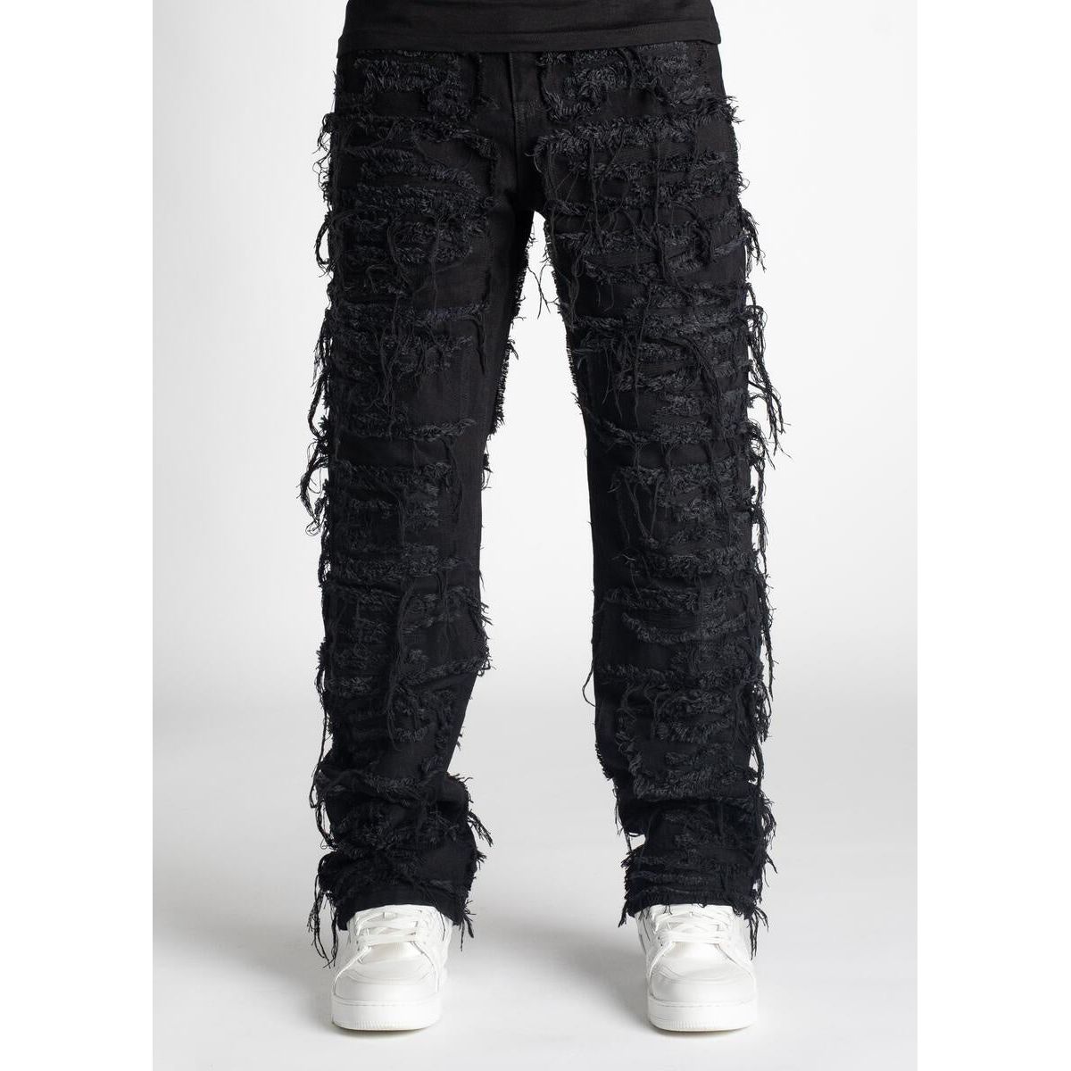 Guapi All Black Distressed Baggy Denim product image showing stylish, relaxed fit jeans