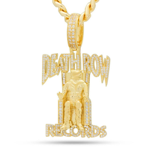 King Ice "Death Row Records" Large Logo Iced Necklace - Gold