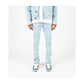 PHEELINGS On My Mind Light Blue Flare Stack Denim jeans with distressed detailing and a flared silhouette 