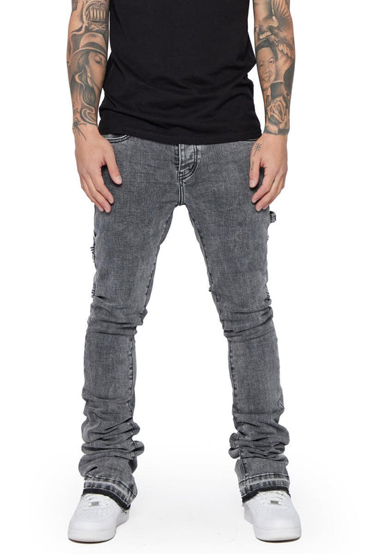 Valabasas "Mr. Extendo" Light Grey Washed Stacked Flare Denim Jeans