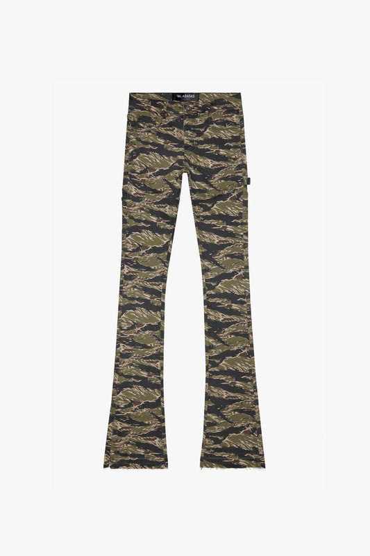 Valabasas "Mr. Extendo" Black Yellow Camo Super Stacked Flare Jeans