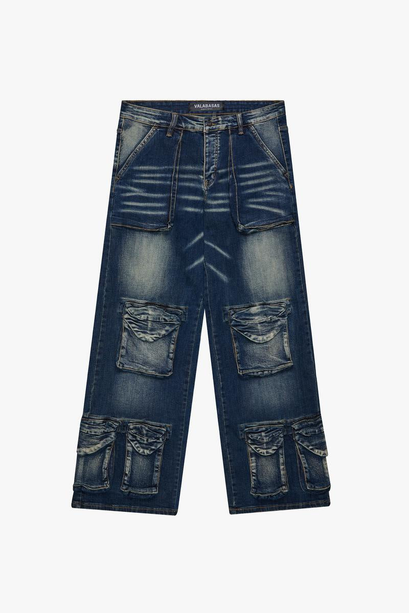 Valabasas Ram Dark Blue Baggy Denim Jeans featuring a relaxed fit and stylish design for a comfortable and trendy look