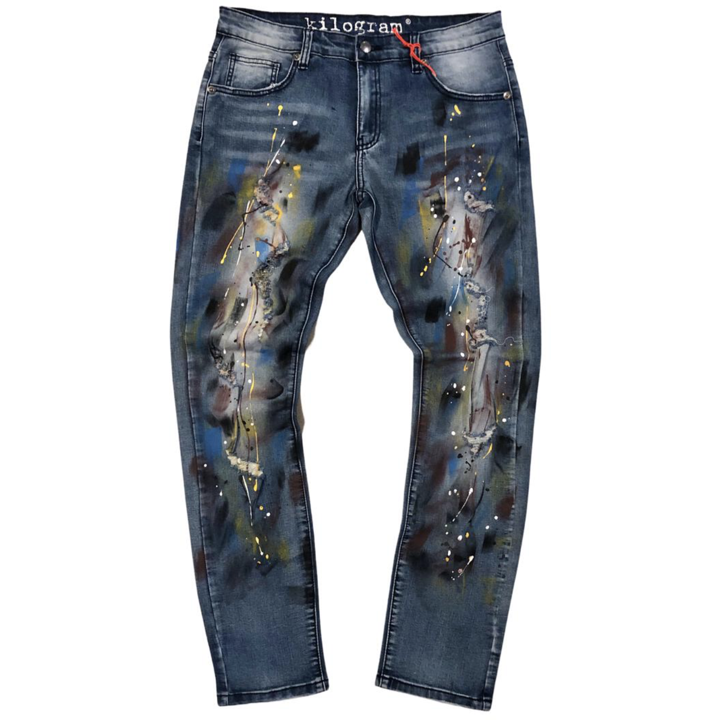 Kilogram Graffiti Multi Color Painted Denim Jeans (KG10018)