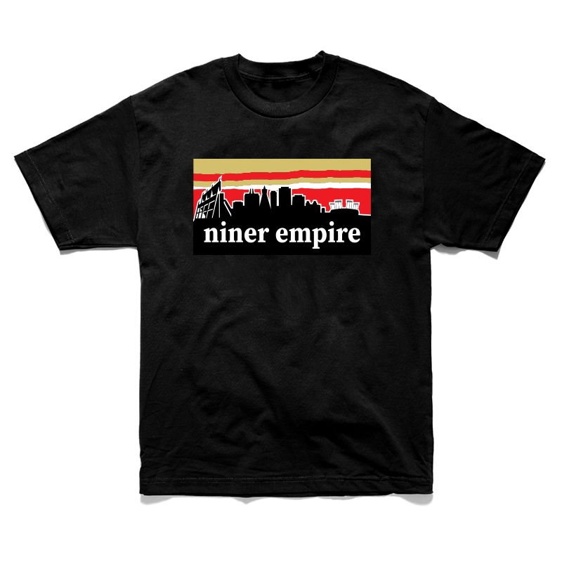 Black Niner Empire Tee with bold logo, perfect for dedicated fans