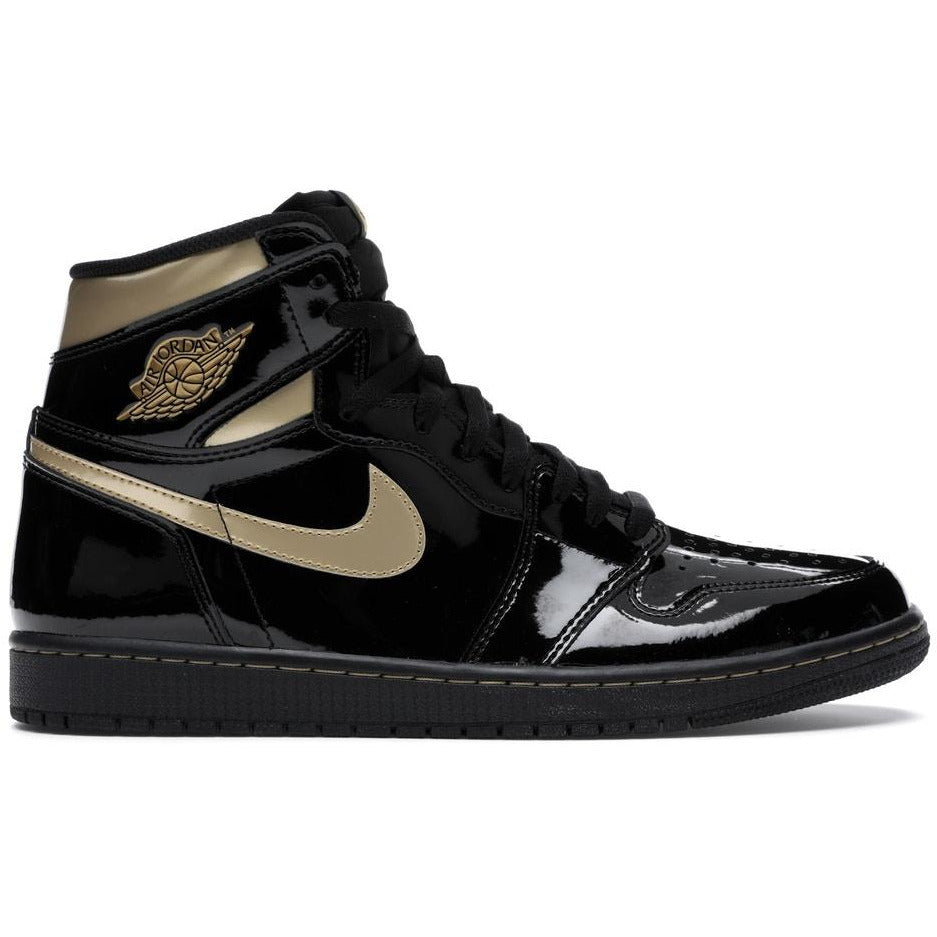 Jordan 1 Retro High Black Metallic Gold (2020) basketball sneakers, iconic design, stylish and timeless footwear option for athletes and fashion enthusiasts