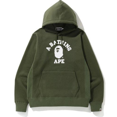 Bape College Heavyweight Pullover Hoodie - Olive