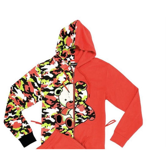 Civilized Teddy Bear Coral Camo Zip Up Hoodie ONLY