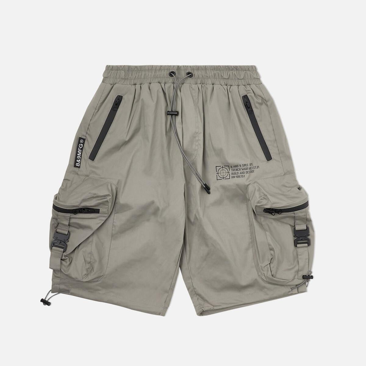 8&9 Light Grey Combat Nylon Shorts (SHCOMGRY)