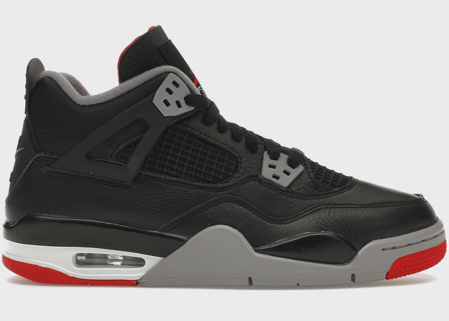 Image of Jordan 4 Retro - Bred Reimagined (GS) (FQ8213-006) showing iconic red and black colorway, premium leather construction, and classic Air Jordan branding