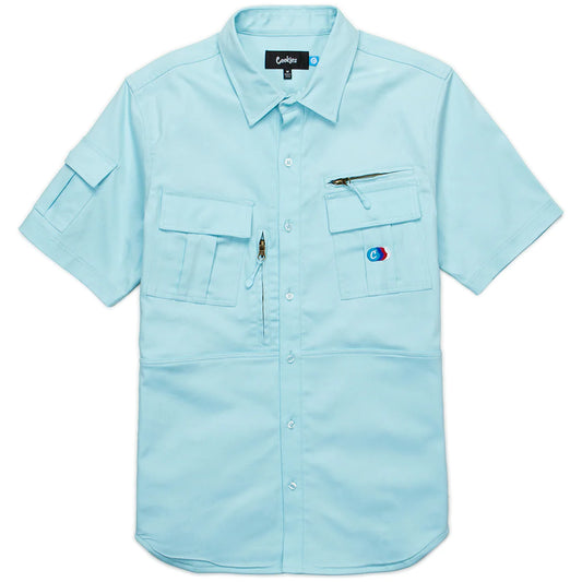 Cookies Back To Back Herringbone Powder Blue SS Button Up