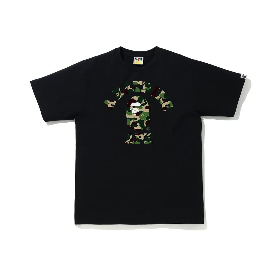 Black and green BAPE ABC Camo College Tee from SS21 collection