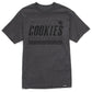 Close up image of Cookies Costa Azul Heather Charcoal/Black Logo Tee, featuring a bold black logo on the front, perfect for casual and comfortable wear