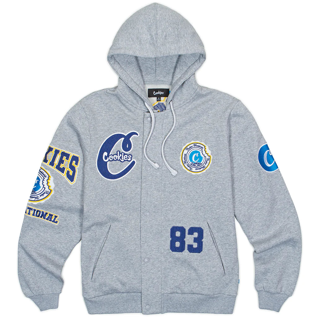 Cookies Double Up Fleece Snap-Front Heather Grey Hoodie