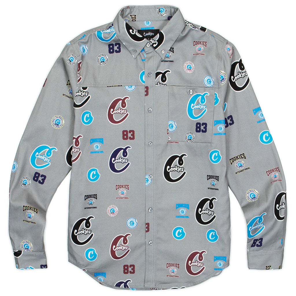 Cookies Double Up Oxford Black Button Woven L/S