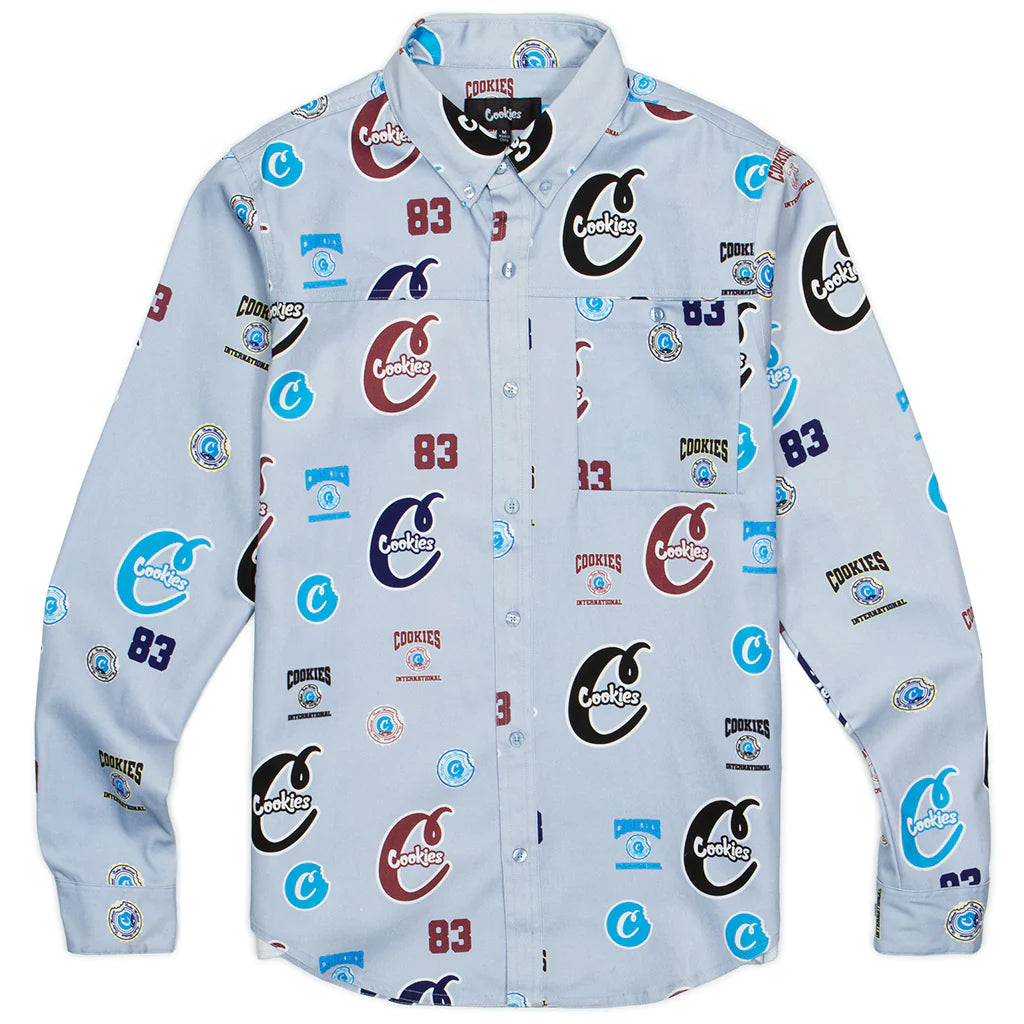 Cookies Double Up Oxford Blue Button Woven L/S