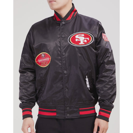 Pro Standard San Francisco 49ers Old English Satin Jacket - Black/Red/Black (FS46410347-BRK)